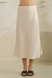 Solid Satin Midi Skirt