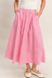 Striped Elastic Waist Flowy Midi Skirt