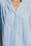 Striped V-Neck Linen Shirt