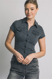 Denim Button Front Top