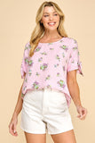 Floral Stripe Textured Top