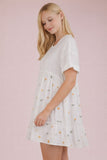Floral Embroidered Knit Mini Dress