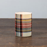 White Tartan 3d Flame Glass Candle