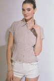 Ruffled Hem Button Up Top