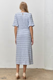 Textured Bubble Sleeve Mid Dress