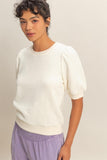 Puff Sleeve Crew Neck Sweater
