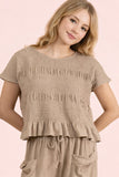Short Sleeve Shirred Knit Top