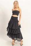 Smocked Waist Tiered Skirt