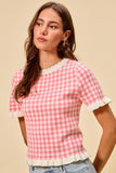 Gingham Ruffled Sweater