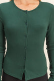 Button Front Ribbed Knit Top