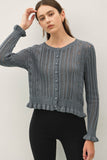 Ruffled Pointelle Cropped Cardigan