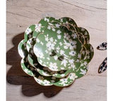 Green Floral Round Trays