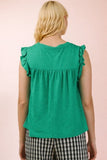 Ruffle Detail Solid Knit Top