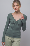 Lace Trim Henley Top