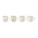 Hand-painted Stoneware Mug W Holiday Design, Red & White, 4 Styles