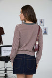 Striped Contrast Trim Knit Cardigan