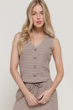 Striped Ribbed V-Neck Vest