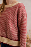 Textured Crewneck Long Sleeve Sweater Top