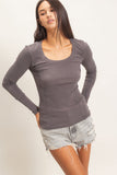 Pigment Dyed Scoop Neck Top