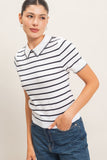 Striped Polo Collar Sweater