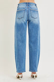 High Rise Embo Detail Jeans