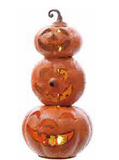 Metal Triple Stack Curly Stem Led Pumpkin