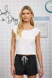 Washed Raw Edge Boat Neck Top