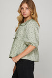 Collared Polka Dot Babydoll Top