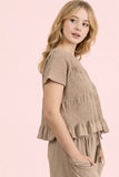 Short Sleeve Shirred Knit Top