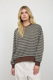 Striped Crew Neck Pocket Top