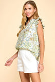 Floral Ruffle Detail Top