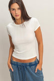 Pointelle Short Sleeve Top
