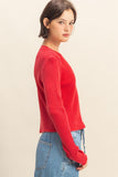 Long Sleeve Waffle Knit Top