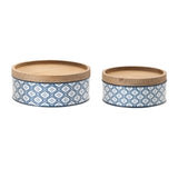 CANISTER 9D X 4H, 11D X 4.25H IRON/WOOD