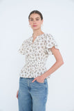 Floral Split Neck Blouse