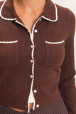 Collared Pointelle Knit Cardigan