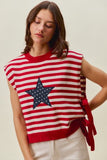 Stripe Star Patch 4th Of July Side Tie Vest Top