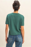 Cable Knit Short Sleeve Sweater