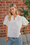 Ivory Embroidered Puff Sleeve Blouse