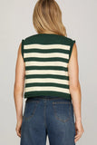 Striped Button Down Knit Sweater Vest