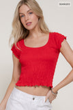 Cap Sleeve Smocked Seamless Top