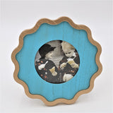 Wood Scalloped Picture Frame Turq Gold