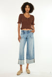 Mid Rise Cropped Wide Leg Jeans