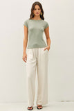 Ribbed Cap Sleeve T-Shirt