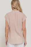 Dolman Sleeve V-neck Stripe Gauze Blouse