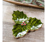 Wood Holly Leaf Dish