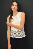 Sleeveless Chevron Knit Tank Top