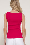 Ribbed Boat Neck Top