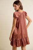 Satin Short Sleeve Mini Dress