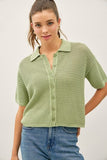 Boxy Crochet Button Front Sweater